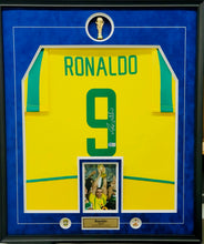 Load image into Gallery viewer, Authentic Ronaldo 2002 World Cup Signed Brazil Jersey Framed