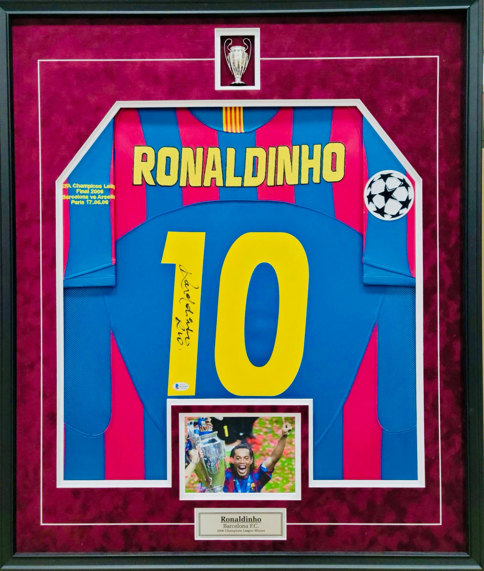 Authentic Ronaldinho Signed 2006 Barcelona Champions League Jersey