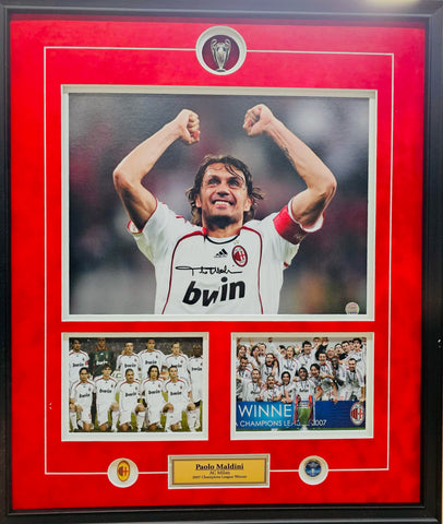 Paolo Maldini Signed 2007 Champions League Photo - Framed with Exclusive Memorabilia COA