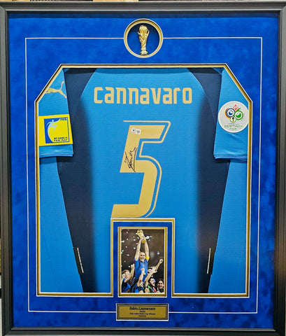 Fabio Cannavaro Signed 2006 Italy World Cup Jersey - Black Framed with 3’ World Cup & Photo