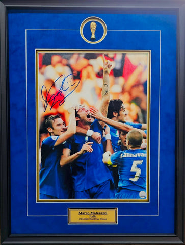 Iconic Marco Materazzi Signed 2006 World Cup Finals Photo - Framed
