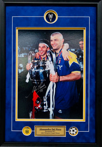 Alessandro Del Piero Signed Champions League Trophy Celebration Photo
