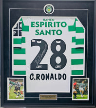 Load image into Gallery viewer, Authentic Signed &amp; Framed Cristiano Ronaldo Sporting CP Jersey
