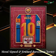 Load image into Gallery viewer, Lionel Messi Framed &amp; Signed Barcelona jersey (Last Season)
