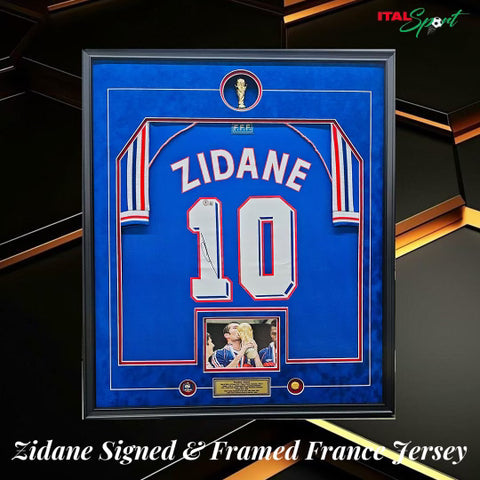 Zinedine Zidane Signed 1998 World Cup France Jersey Framed