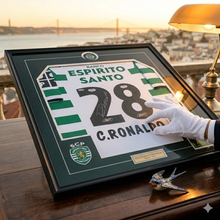 Load image into Gallery viewer, Authentic Signed &amp; Framed Cristiano Ronaldo Sporting CP Jersey

