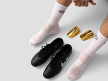 Load image into Gallery viewer, Set The Pace Golden Soccer Mini Shin Pads
