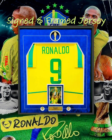 Authentic Ronaldo 2002 World Cup Signed Brazil Jersey Framed