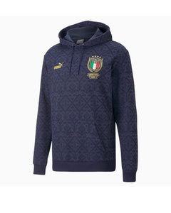 Italy FIGC Graphic Winner Men's Football Hoodie (Navy)