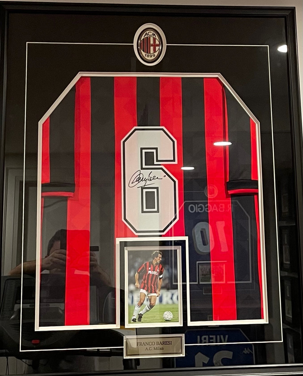 Franco Baresi Authentic AC Milan Signed & Framed Jersey