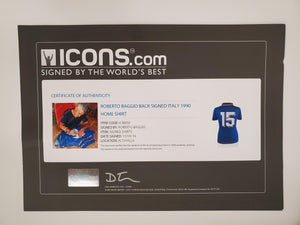 Roberto Baggio Official FIFA World Cup Signed and Framed Italy 1990 Home Shirt