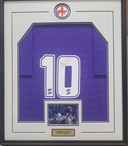 Roberto Baggio Official Signed and Framed 1989/90 Fiorentina Home Shirt