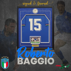Roberto Baggio Official FIFA World Cup Signed and Framed Italy 1990 Home Shirt