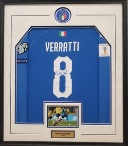 Marco Verratti Authentic Signed & Framed Italy 2018 Home Jersey