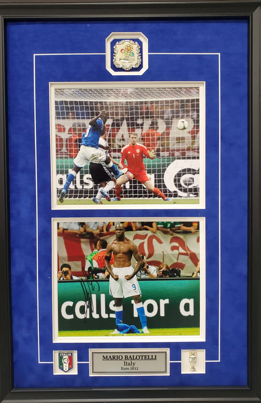 Signed and Framed Mario Balotelli 2012 Euro Cup Photo