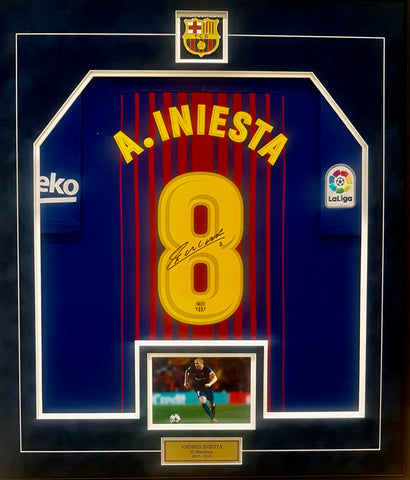 Andres Iniesta Authentic 2017-18 Barcelona Signed & Framed Jersey