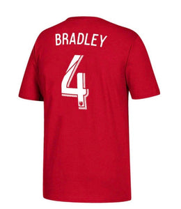 Men's Toronto FC Bradley adidas Red Player Name and Number T-Shirt